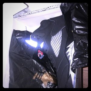 Jordan’s black suede retro 5s with silver